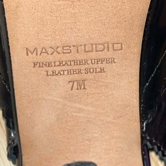Max Studio Black Purple Leather Upper/Sole Sling Back Stiletto Pumps Heels 7M